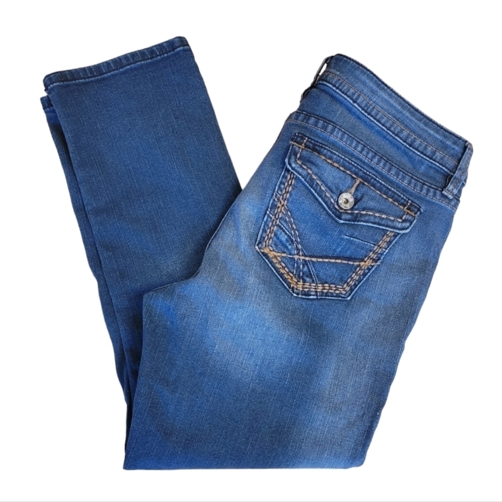 ana Straight Leg Embellished Pockets Cropped Denim Jeans Size‎ 8